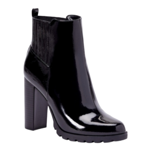 JustFab Shoes - Just Fab Black Lug Sole Block Patent Leather Boots